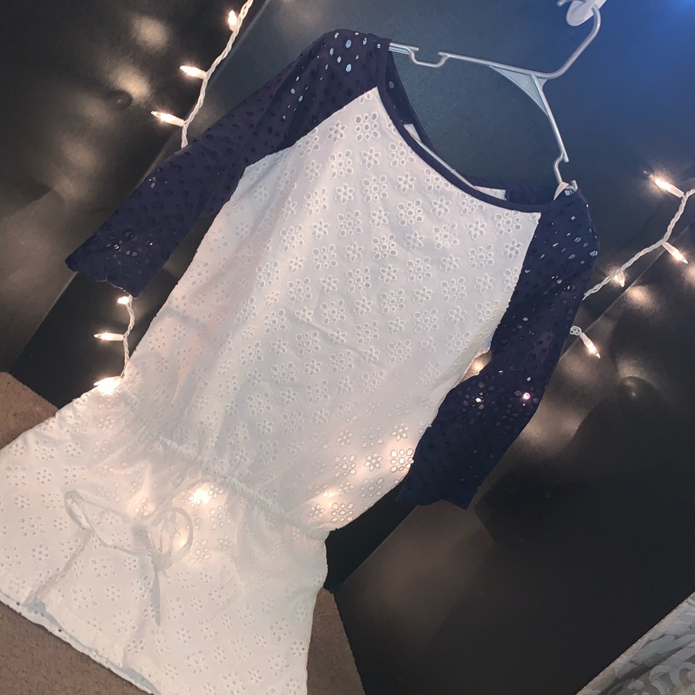Navy and white dress